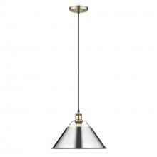  3306-L AB-CH - Orwell AB Large Pendant - 14" in Aged Brass with Chrome shade